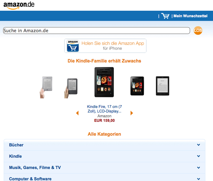 Online-Shop von Amazon