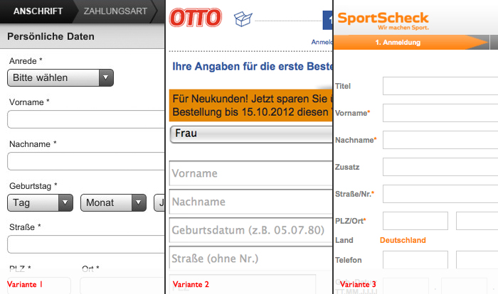 Formularbeschriftungen im Vergleich