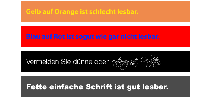 Bei Negativtext ist Vorsicht geboten